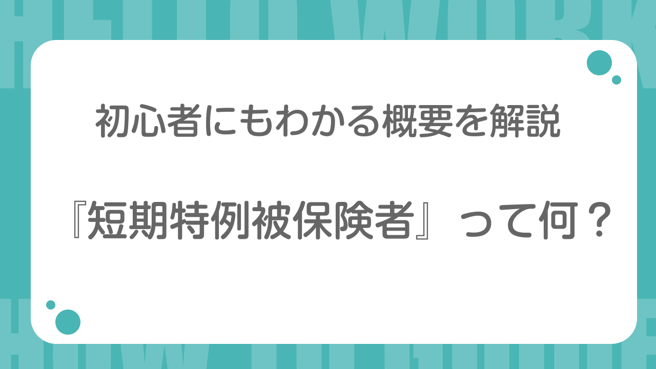 短期特例被保険者って何？